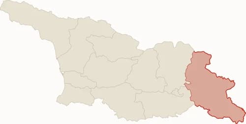 Map highlighting the Kakheti wine region in Georgia