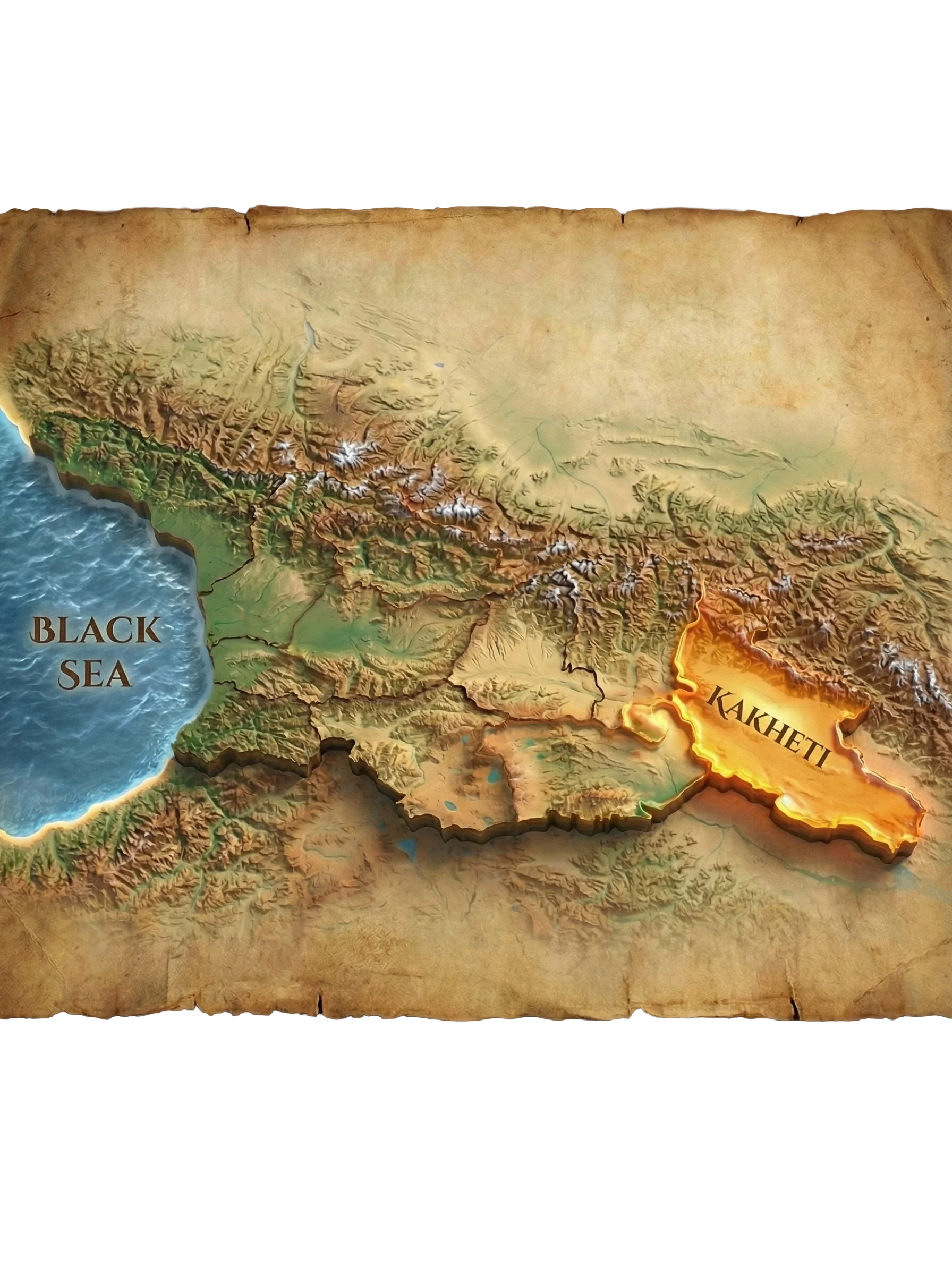 Map highlighting the kakheti wine region in Georgia